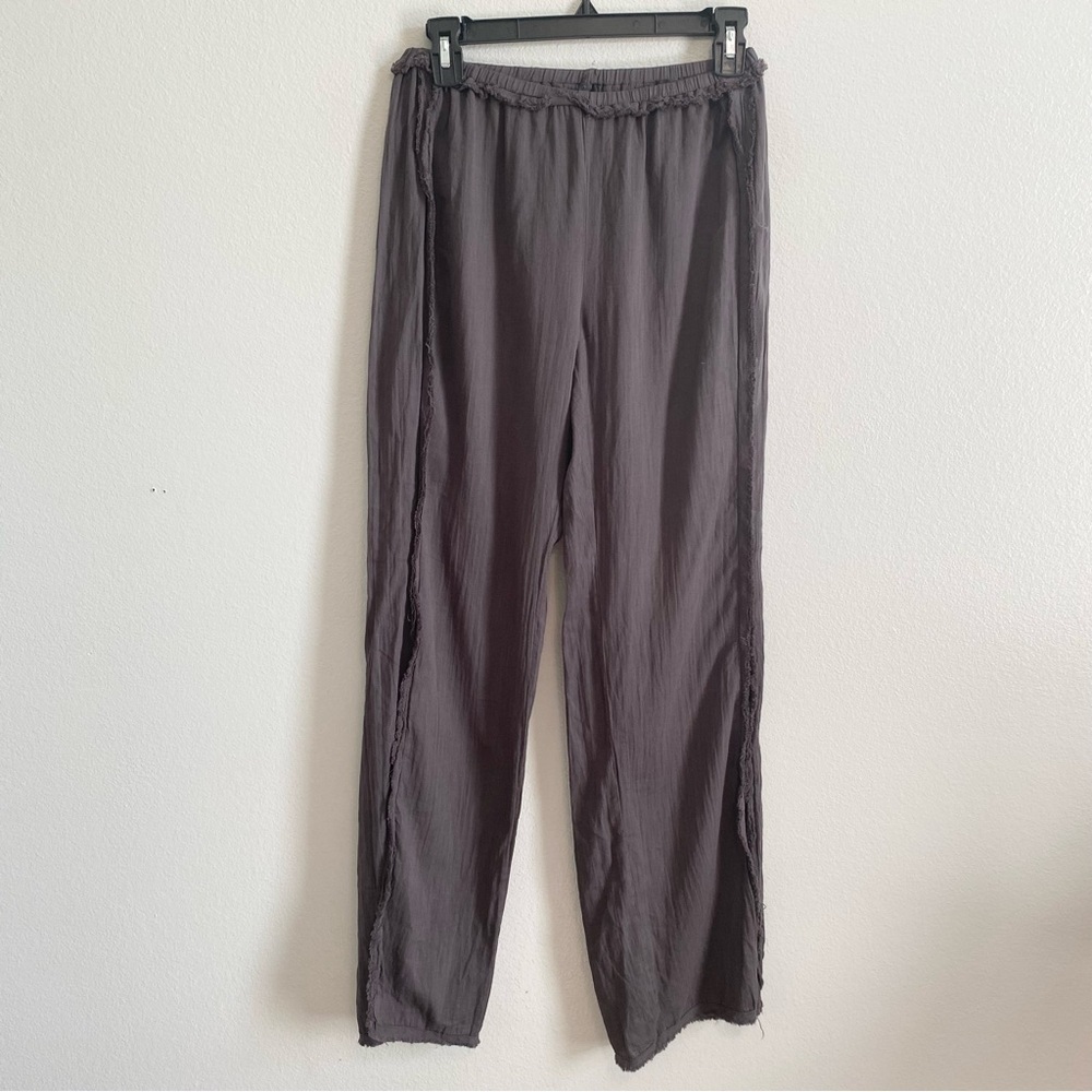 CFN Loungewear Gray Mid Rise Side Slit Cotton Lagenlook Pants Size Small